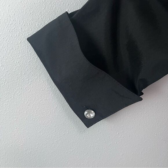 Joseph Ribkoff Wire Ruffle Neck with Rhinestone Zip Front Jacket Size 8 - Picture 6 of 9